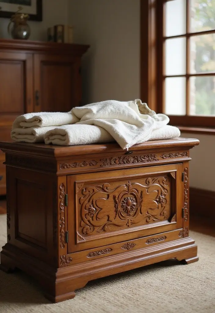 26 DIY Whelping Box Ideas That Are Safe and Comfortable - 22. Elegant Wooden Box with Carved Details