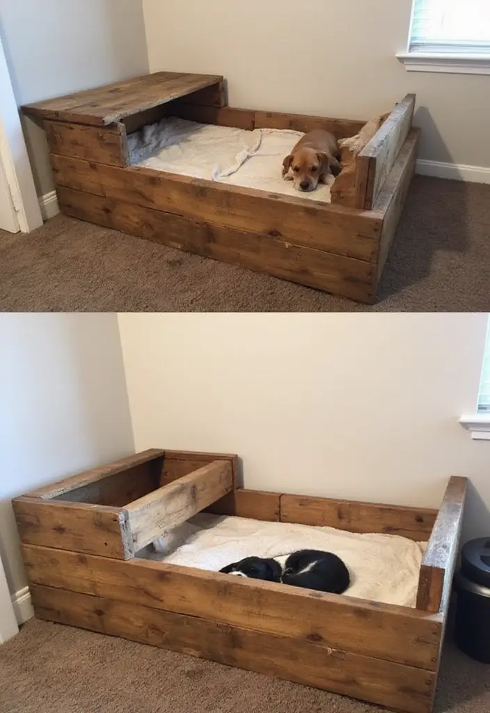 26 DIY Whelping Box Ideas That Are Safe and Comfortable - 3. Pallet Whelping Box with Removable Dividers