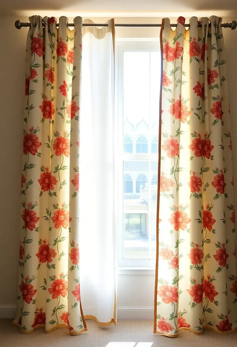 26 Flowers Craft Ideas That Bring Beauty and Nature Into Projects - 17. Flower-Patterned Curtains