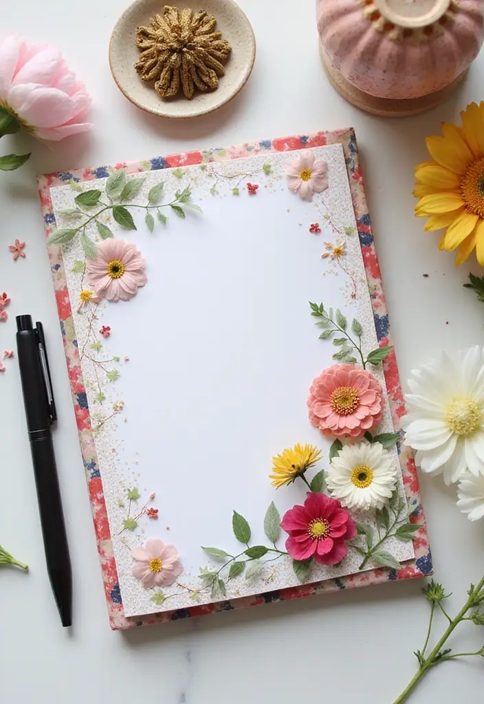 26 Flowers Craft Ideas That Bring Beauty and Nature Into Projects - 18. Floral Notebook Covers