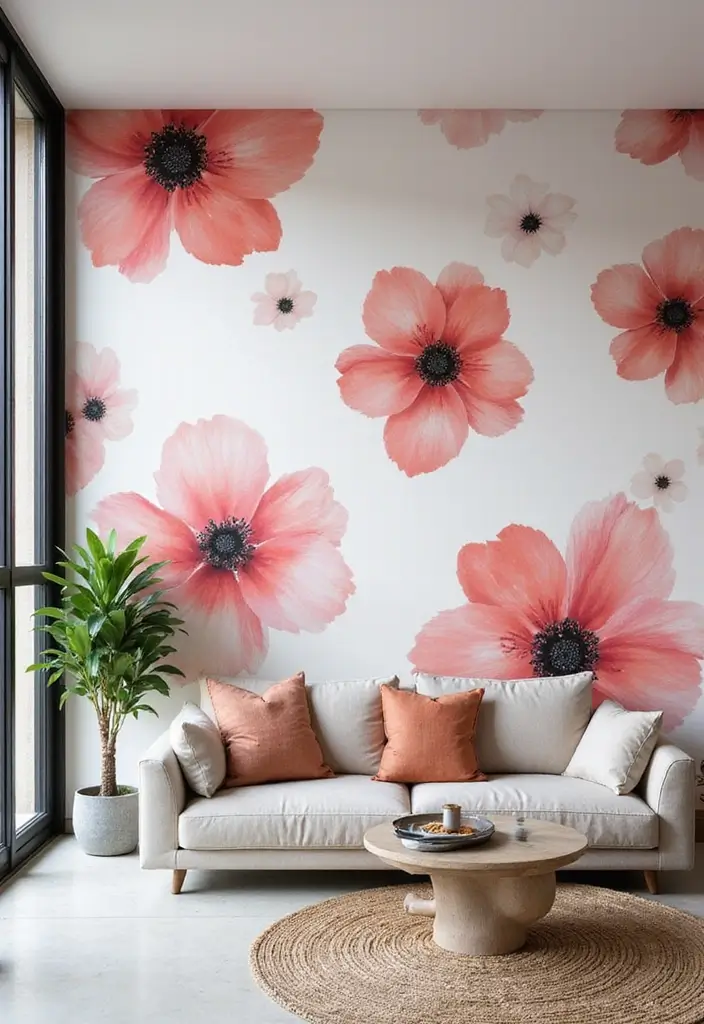 26 Flowers Craft Ideas That Bring Beauty and Nature Into Projects - 26. Flower Wall Murals