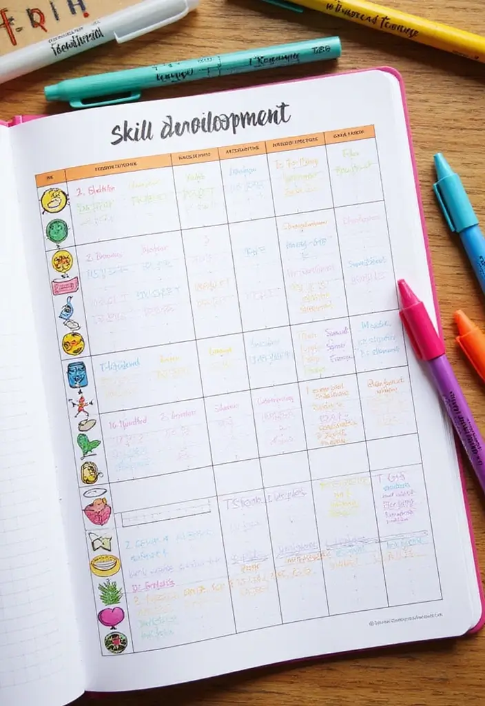 26 Grid Journal Ideas That Make Organization Easy, Fun, and Stylish - 20. Skill Development Grids