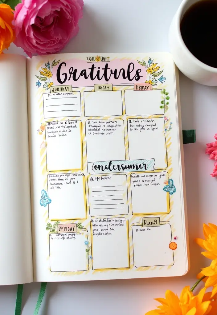 26 Grid Journal Ideas That Make Organization Easy, Fun, and Stylish - 6. Daily Gratitude Grids