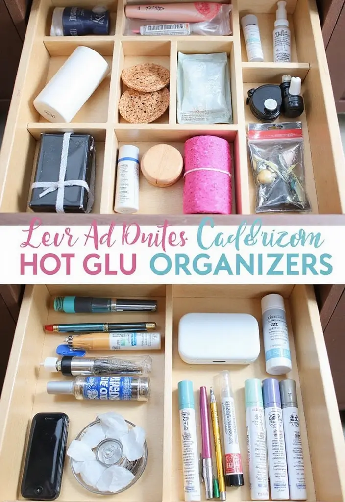 26 Hot Glue Craft Ideas That Make DIY Easy and Fun - 10. Hot Glue Drawer Organizers