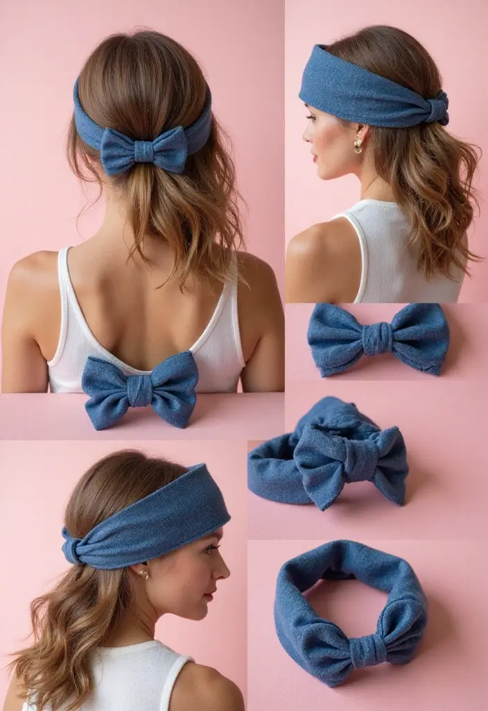26 Jeans Decoration Ideas That Customize Your Wardrobe With Style - 14. Denim Hair Accessories