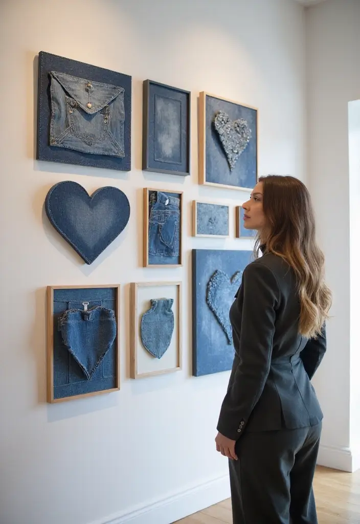 26 Jeans Decoration Ideas That Customize Your Wardrobe With Style - 4. Denim Wall Art
