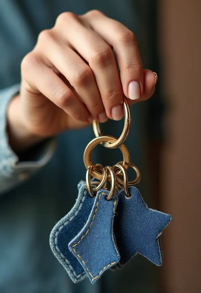 26 Jeans Decoration Ideas That Customize Your Wardrobe With Style - 7. Denim Keychains