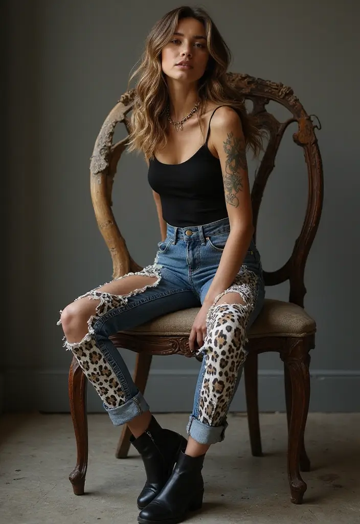 26 Jeans Painting Ideas That Customize Your Wardrobe With Style - 10. Animal Prints