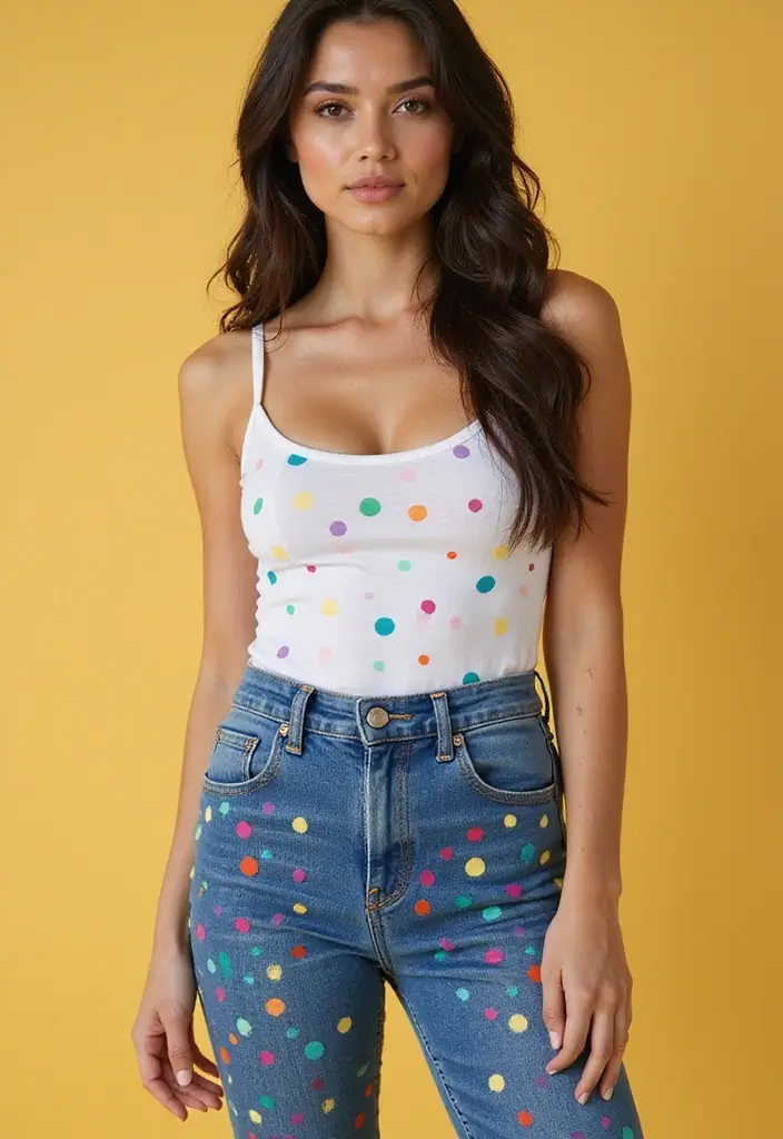 26 Jeans Painting Ideas That Customize Your Wardrobe With Style - 13. Polka Dots Frenzy