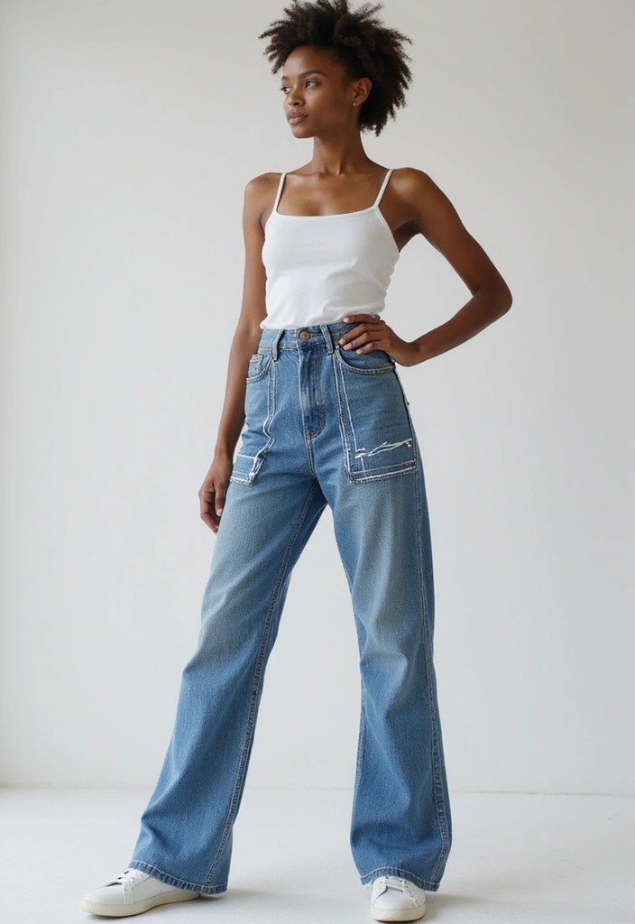 26 Jeans Painting Ideas That Customize Your Wardrobe With Style - 20. Minimalist Lines