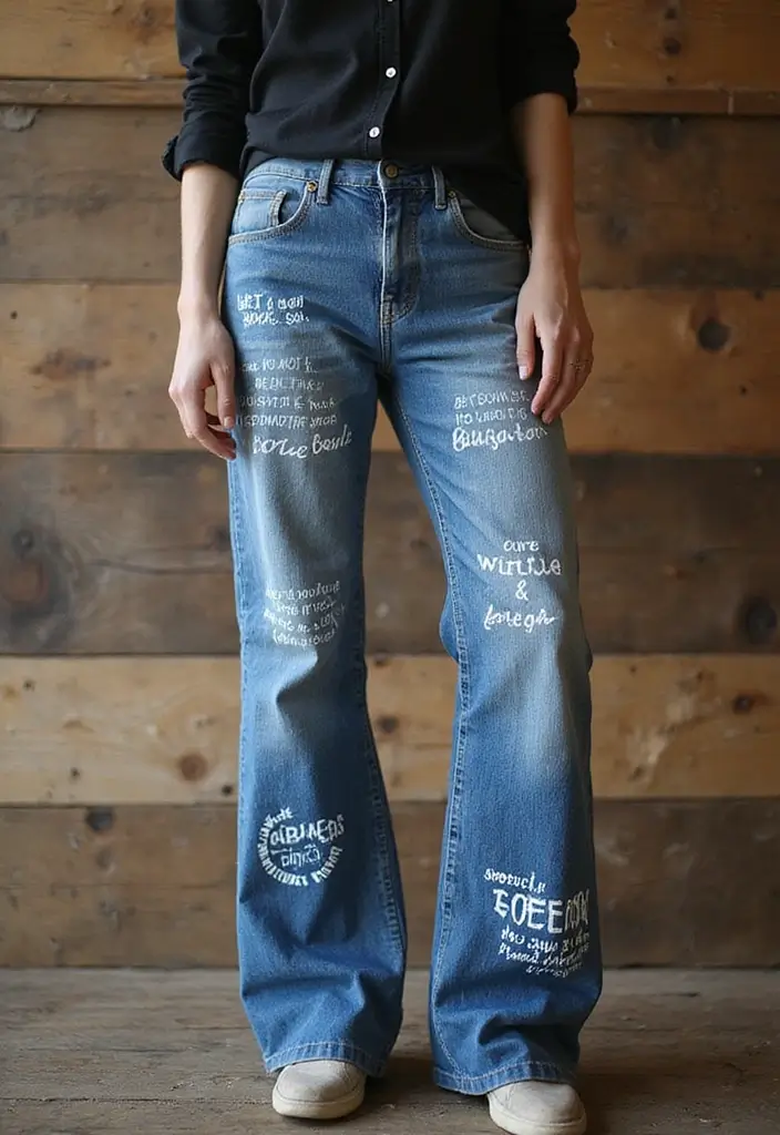 26 Jeans Painting Ideas That Customize Your Wardrobe With Style - 6. Inspirational Quotes