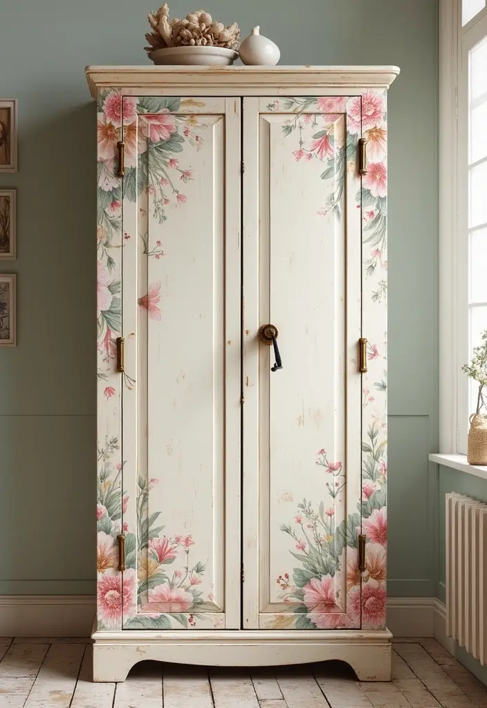 26 Locker Painting Ideas That Personalize Your Space in Style - 10. Vintage Floral Elegance
