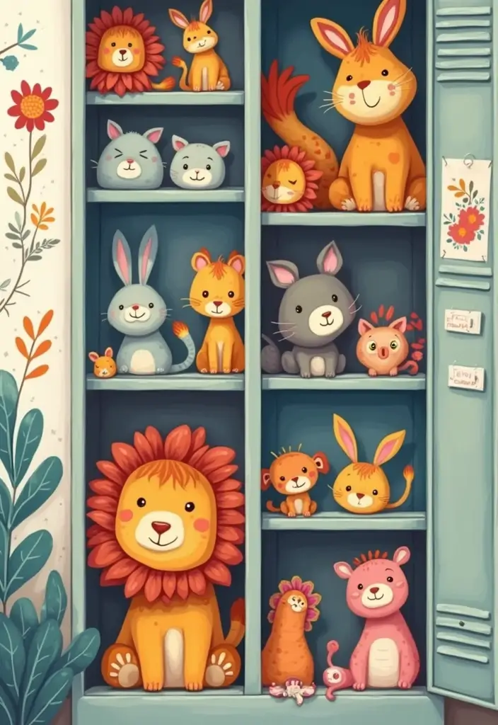 26 Locker Painting Ideas That Personalize Your Space in Style - 13. Whimsical Animal Kingdom