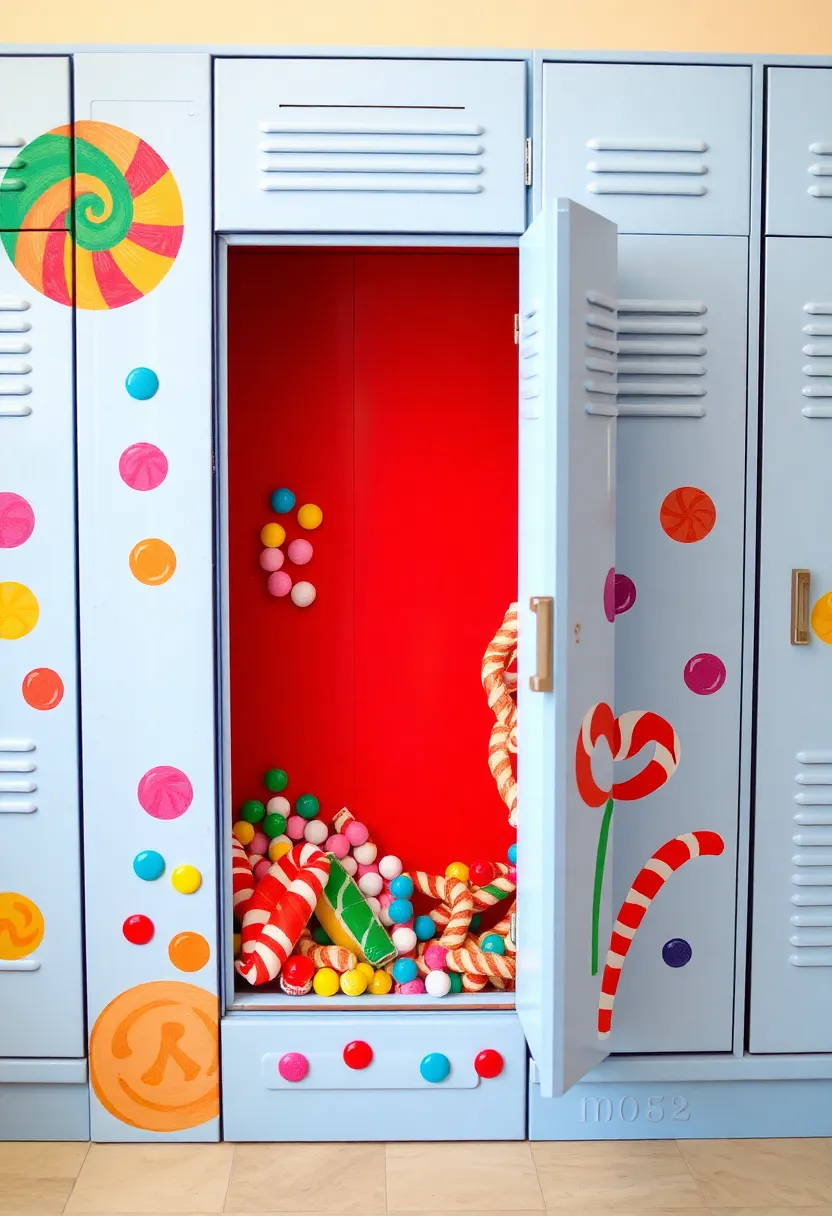 26 Locker Painting Ideas That Personalize Your Space in Style - 16. Candyland Fantasy