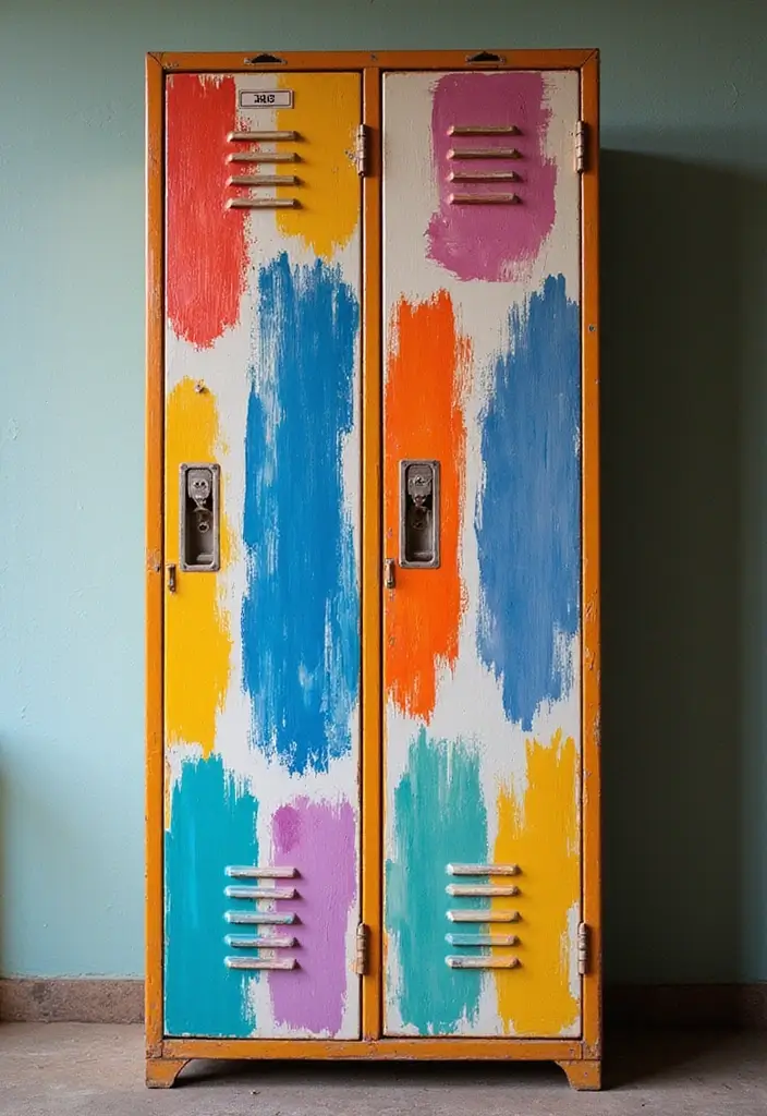 26 Locker Painting Ideas That Personalize Your Space in Style - 17. Artistic Brush Strokes