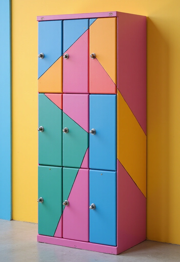 26 Locker Painting Ideas That Personalize Your Space in Style - 18. Color Block Mania