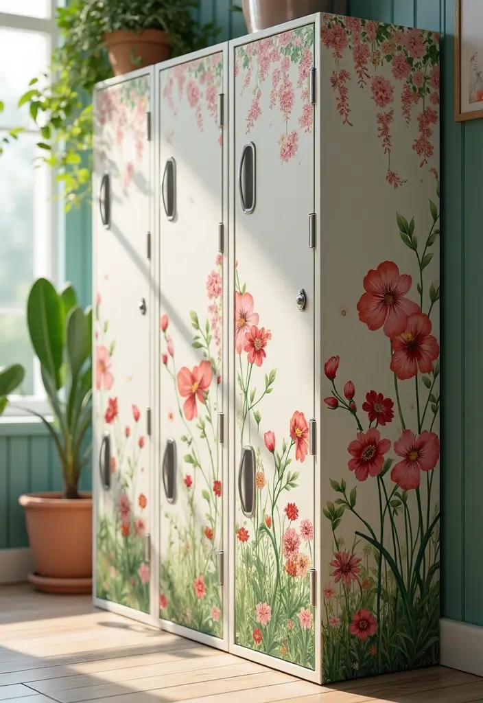 26 Locker Painting Ideas That Personalize Your Space in Style - 23. Sweet Little Garden