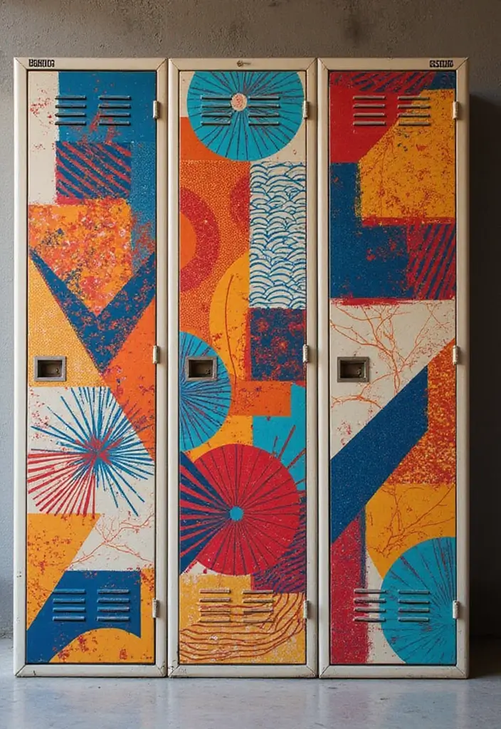26 Locker Painting Ideas That Personalize Your Space in Style - 3. Geometric Patterns Galore