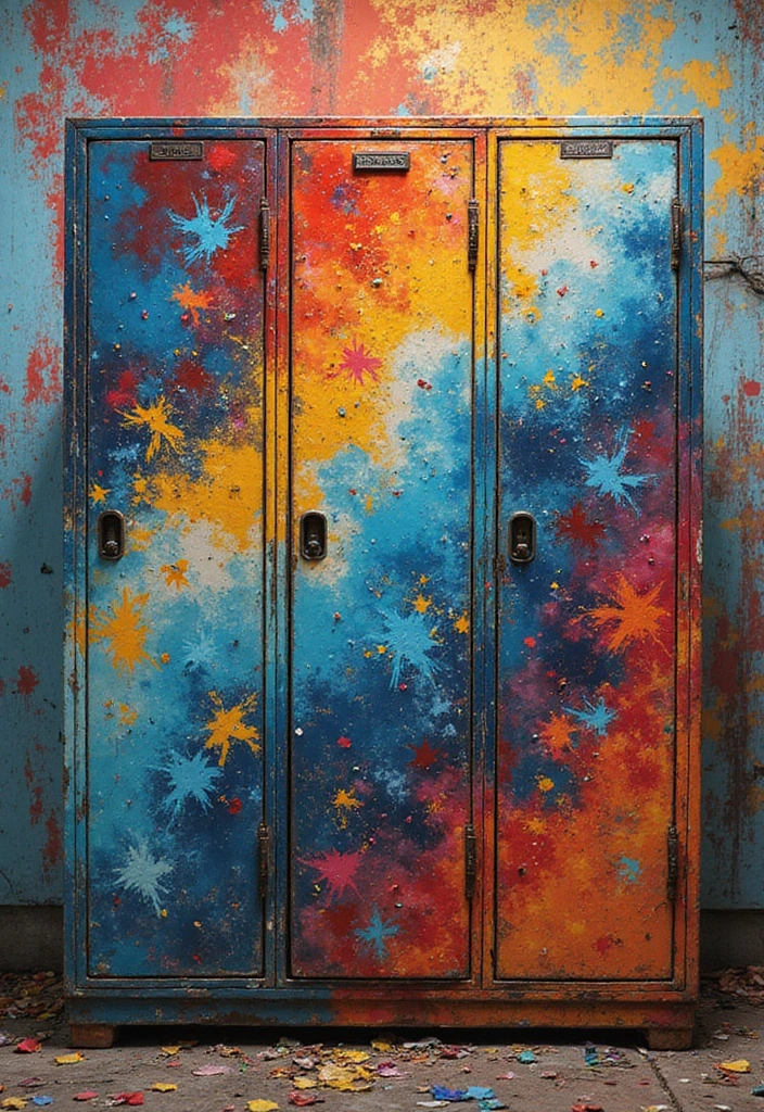 26 Locker Painting Ideas That Personalize Your Space in Style - 6. Abstract Art Adventure