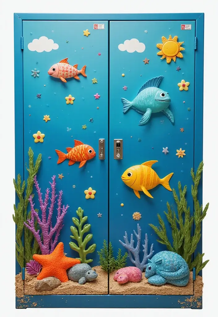 26 Locker Painting Ideas That Personalize Your Space in Style - 7. Under the Sea Theme