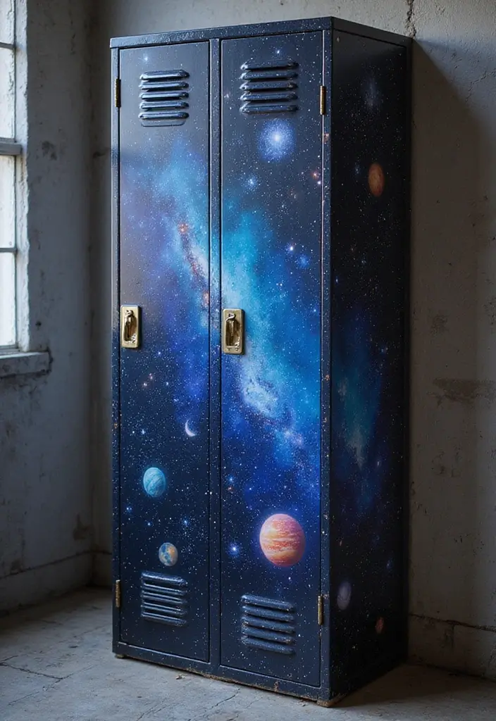 26 Locker Painting Ideas That Personalize Your Space in Style - 9. Galactic Dreams
