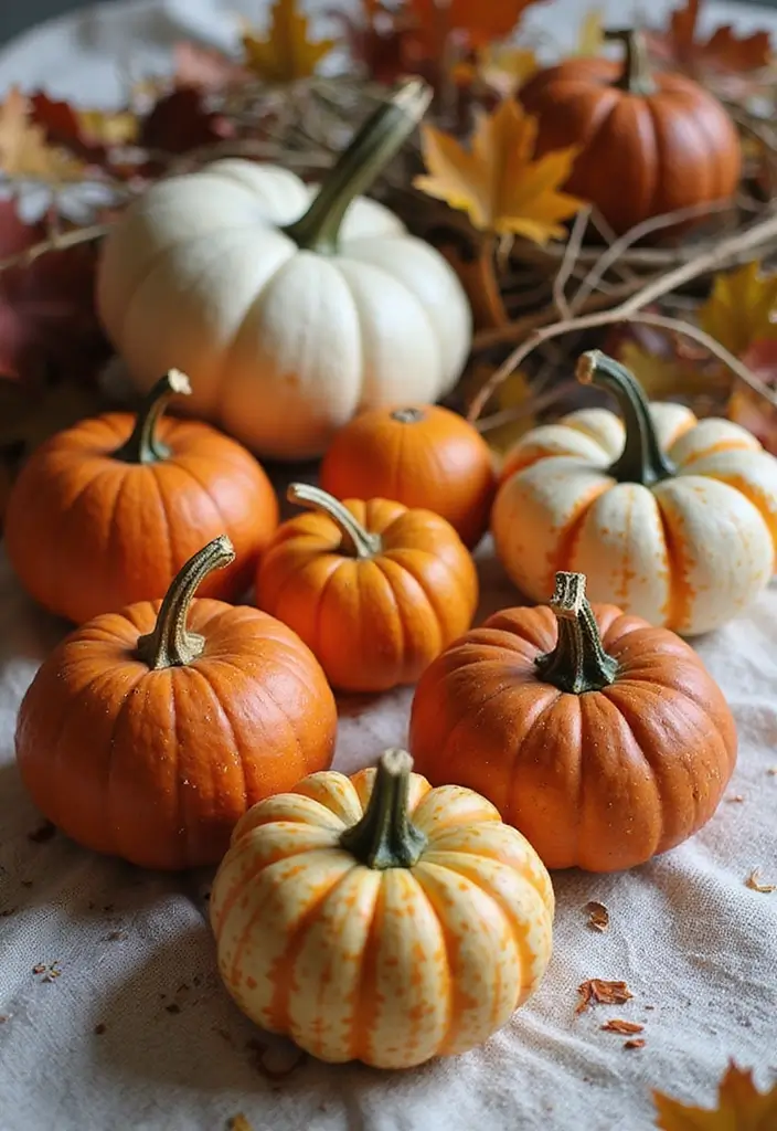 26 Mini Pumpkin Painting Ideas That Are Adorable and Perfect for Decor - 10. Seasonal Patterns