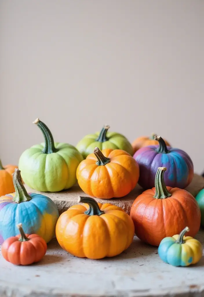 26 Mini Pumpkin Painting Ideas That Are Adorable and Perfect for Decor - 14. Rainbow Dreams
