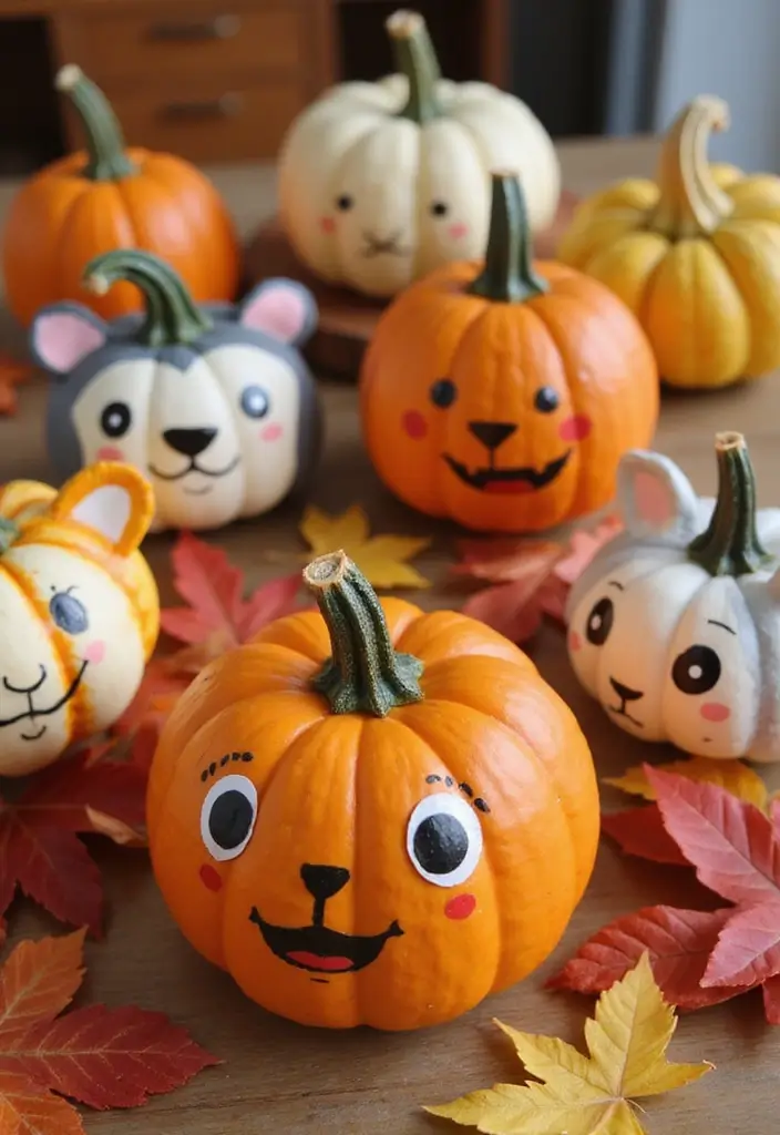 26 Mini Pumpkin Painting Ideas That Are Adorable and Perfect for Decor - 15. Animal-themed Pumpkins
