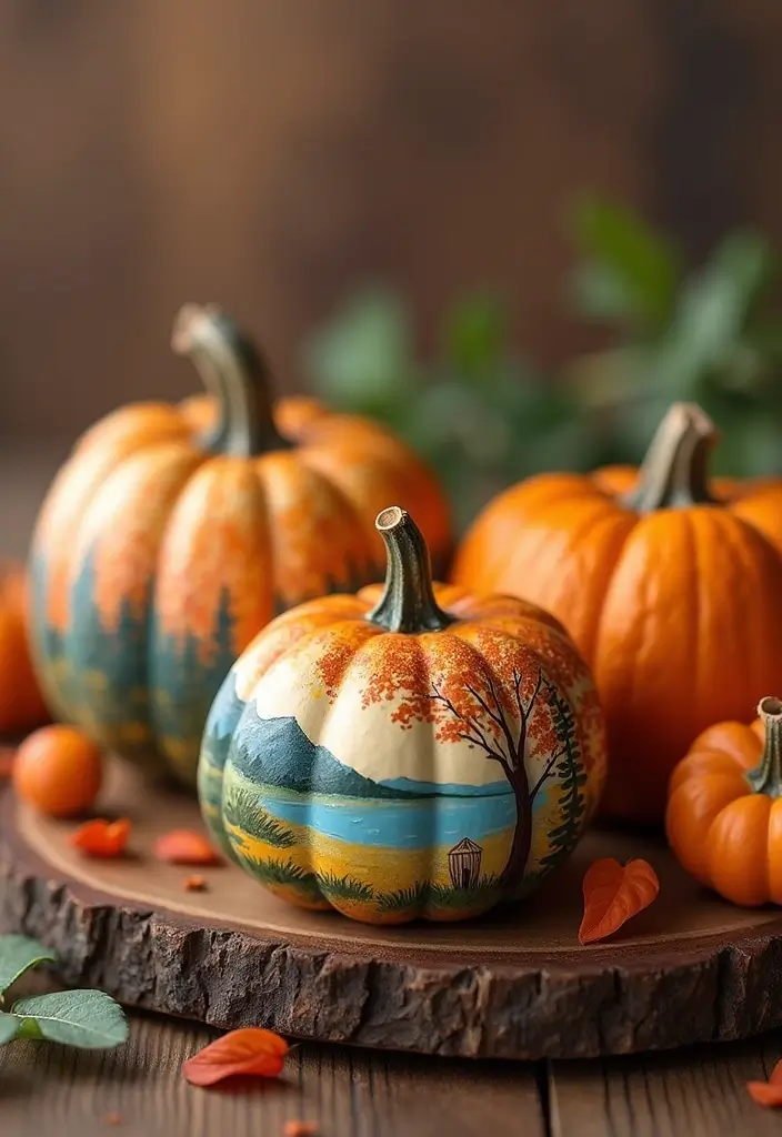26 Mini Pumpkin Painting Ideas That Are Adorable and Perfect for Decor - 22. Seasonal Landscapes