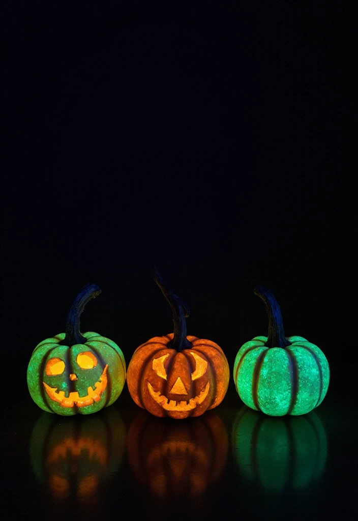 26 Mini Pumpkin Painting Ideas That Are Adorable and Perfect for Decor - 24. Glow-in-the-Dark Fun