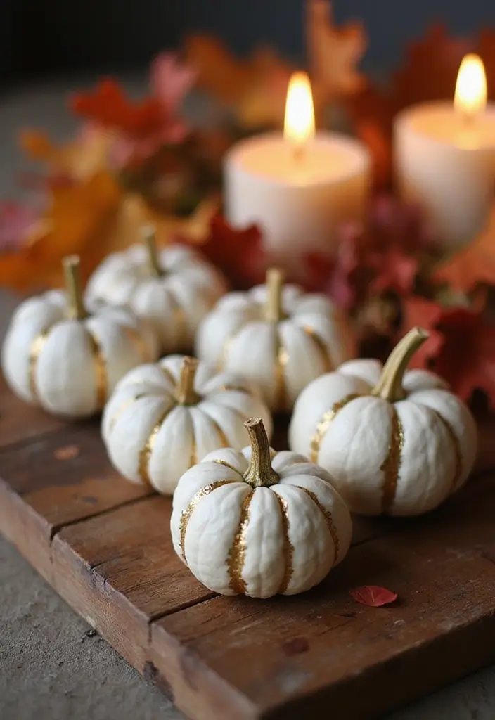 26 Mini Pumpkin Painting Ideas That Are Adorable and Perfect for Decor - 4. Gold Leaf Elegance