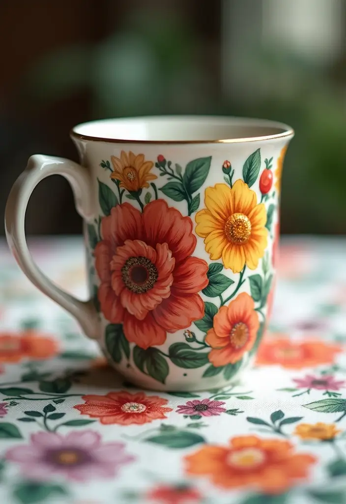 26 Mug Painting Ideas Easy That Turn Ordinary Cups Into Unique Gifts - 1. Floral Delight