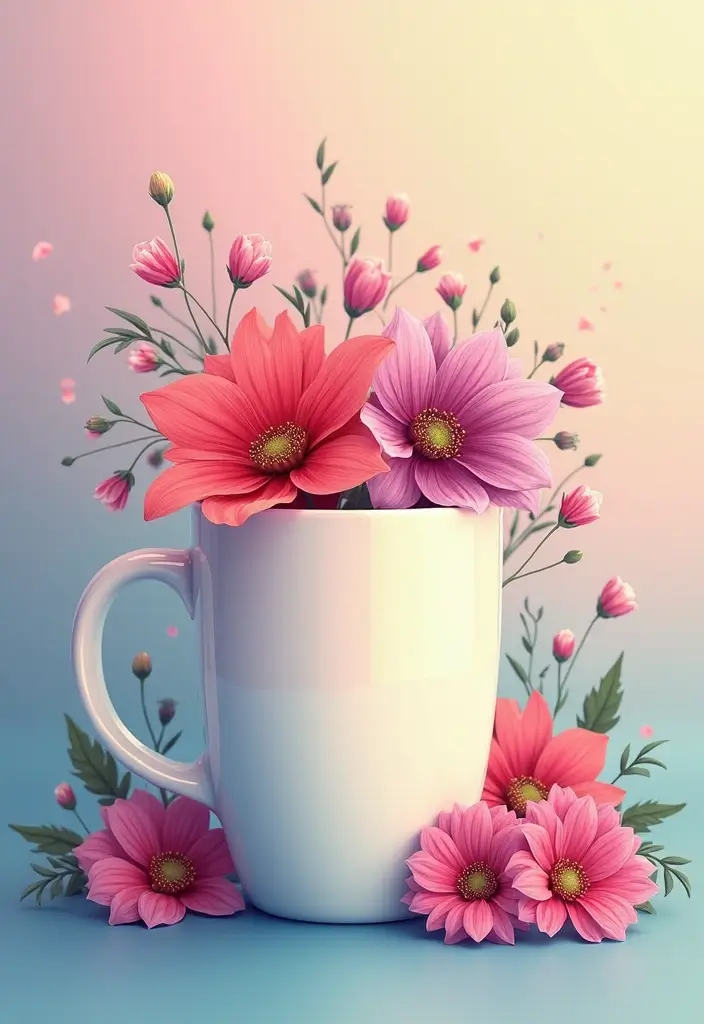 26 Mug Painting Ideas Easy That Turn Ordinary Cups Into Unique Gifts - 22. Ombre Flowers