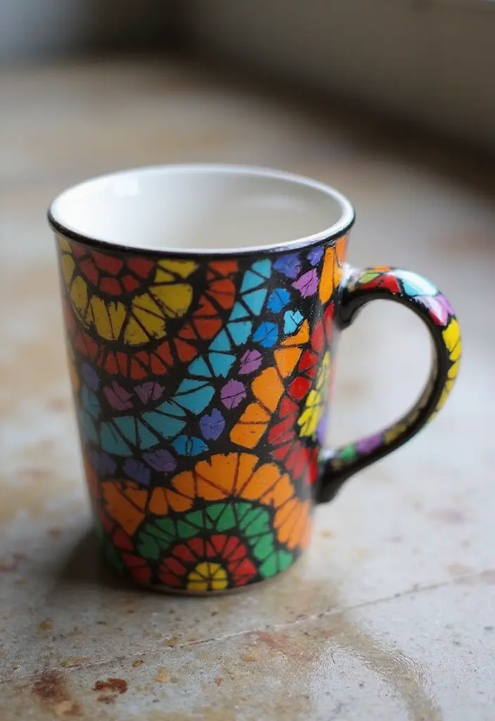 26 Mug Painting Ideas Easy That Turn Ordinary Cups Into Unique Gifts - 26. Mosaic Mugs
