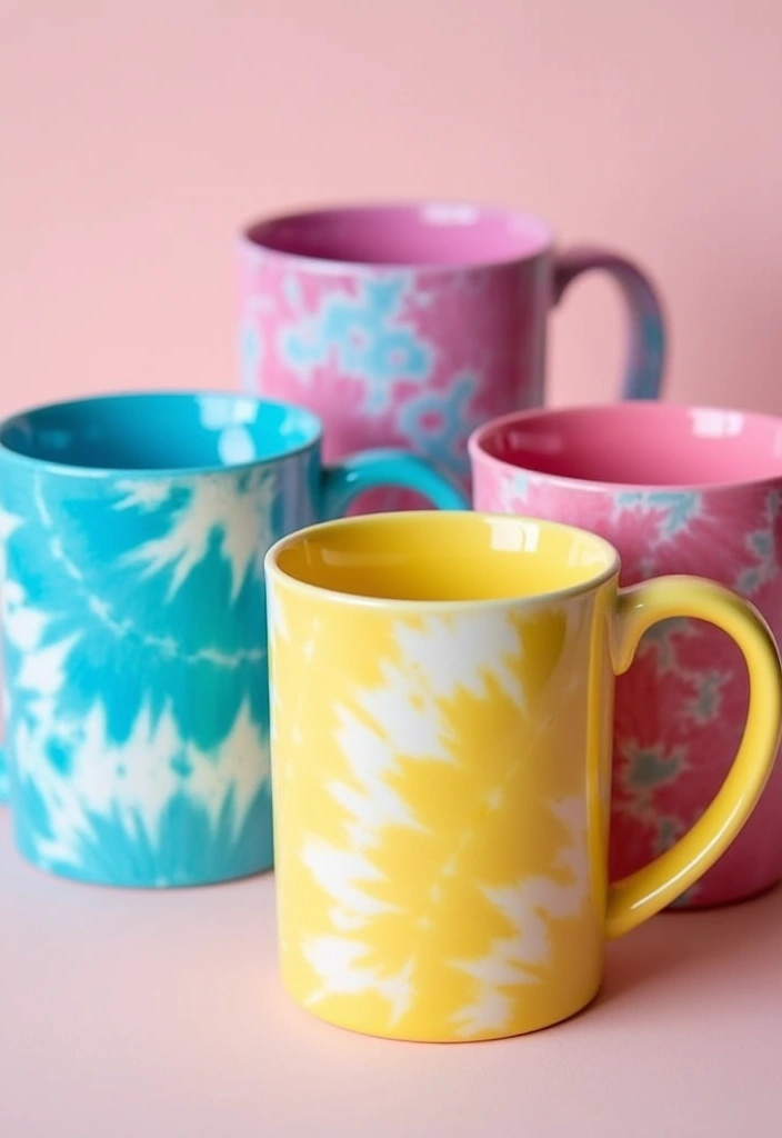 26 Mug Painting Ideas Easy That Turn Ordinary Cups Into Unique Gifts - 4. Tie-Dye Effect