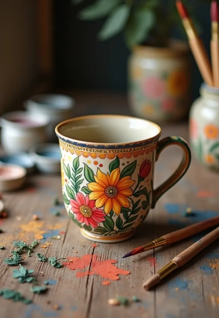 26 Mug Painting Ideas That Transform Your Drinkware Into Cute Personalized Gifts - 1. Floral Fantasy