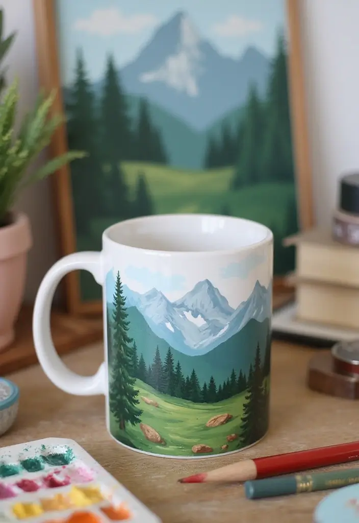 26 Mug Painting Ideas That Transform Your Drinkware Into Cute Personalized Gifts - 11. Nature Scenes