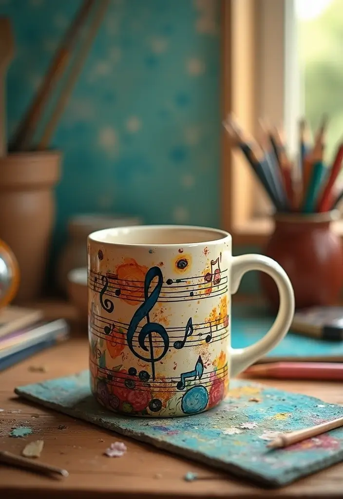 26 Mug Painting Ideas That Transform Your Drinkware Into Cute Personalized Gifts - 19. Music Lovers’ Mug