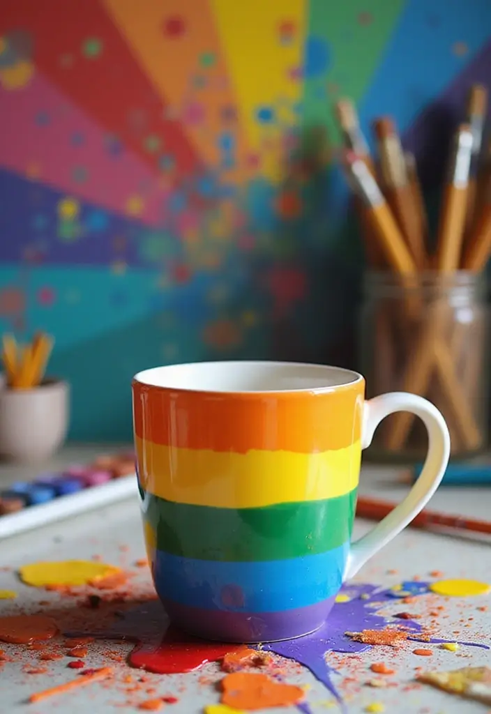 26 Mug Painting Ideas That Transform Your Drinkware Into Cute Personalized Gifts - 21. Rainbow Splash