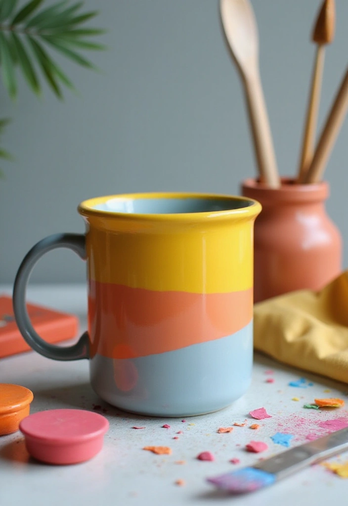 26 Mug Painting Ideas That Transform Your Drinkware Into Cute Personalized Gifts - 23. Color Block Designs
