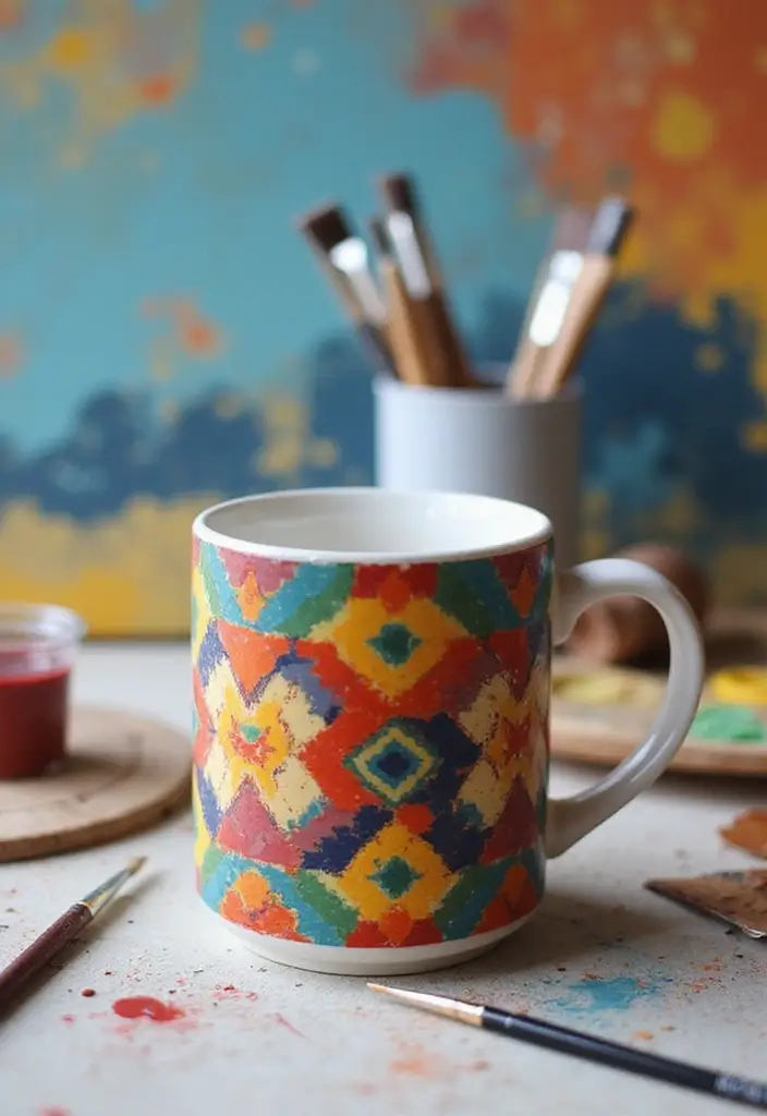 26 Mug Painting Ideas That Transform Your Drinkware Into Cute Personalized Gifts - 3. Geometric Patterns