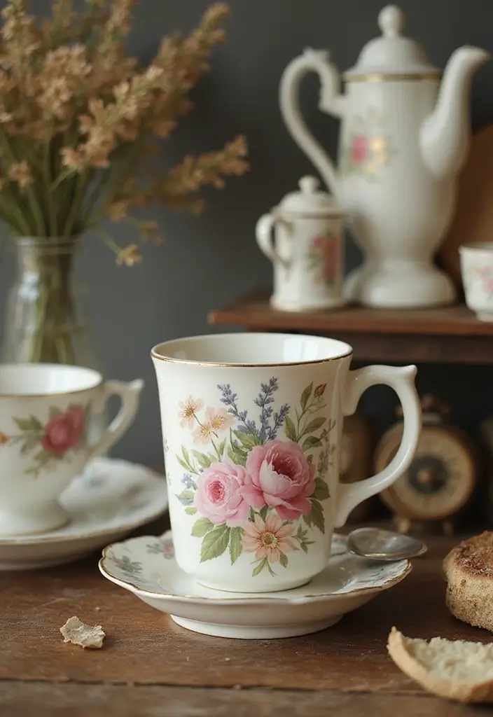 26 Mug Painting Ideas That Transform Your Drinkware Into Cute Personalized Gifts - 8. Vintage Inspired