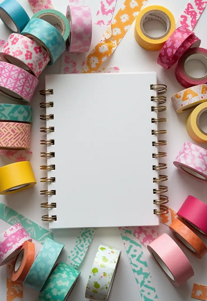 26 Notebook Decoration Ideas Cover That Make Writing Inspiring and Cute - 1. Washi Tape Wonderland