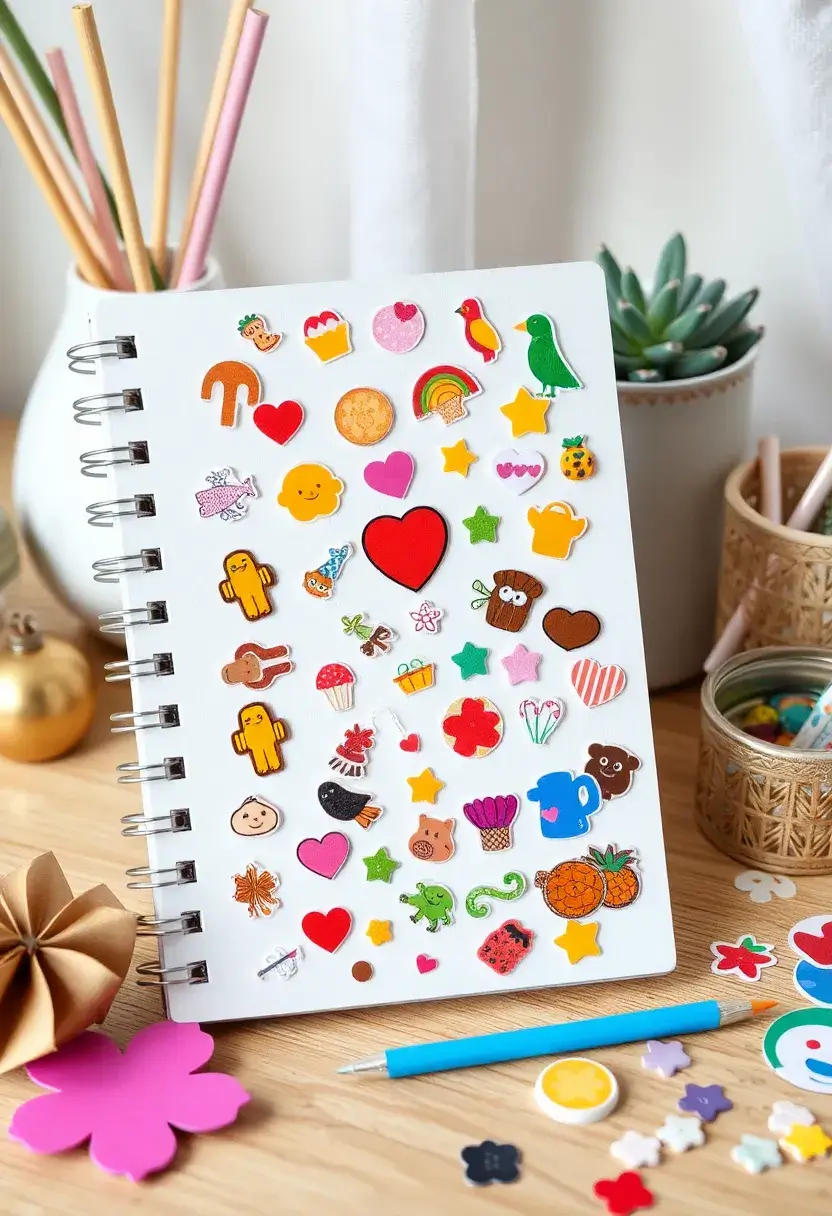 26 Notebook Decoration Ideas Cover That Make Writing Inspiring and Cute - 24. Seasonal Stickers