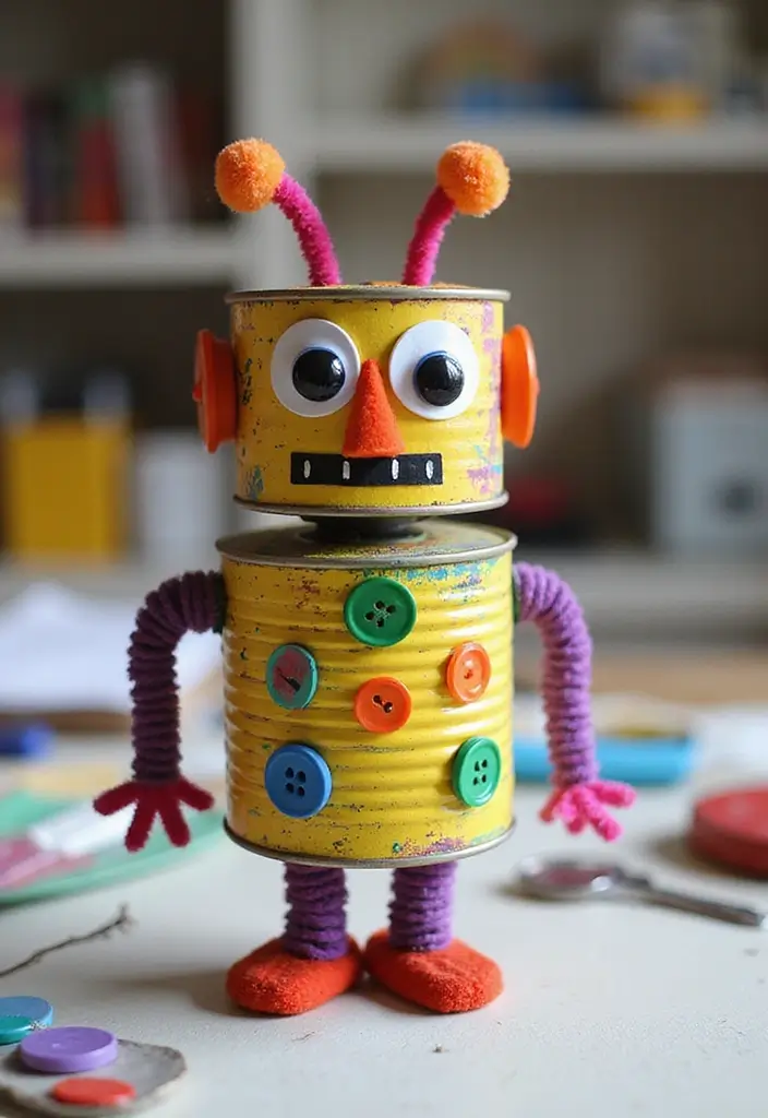 26 Robot Valentine Box Ideas That Make Gifts Fun and Unique - 1. Tin Can Robot