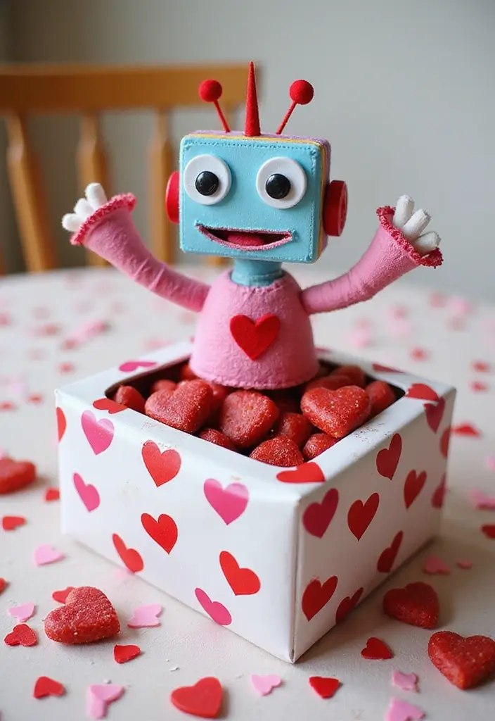 26 Robot Valentine Box Ideas That Make Gifts Fun and Unique - 11. Robot Puppet Valentine Box