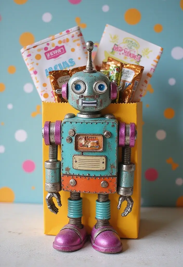 26 Robot Valentine Box Ideas That Make Gifts Fun and Unique - 15. Robot Gift Bag