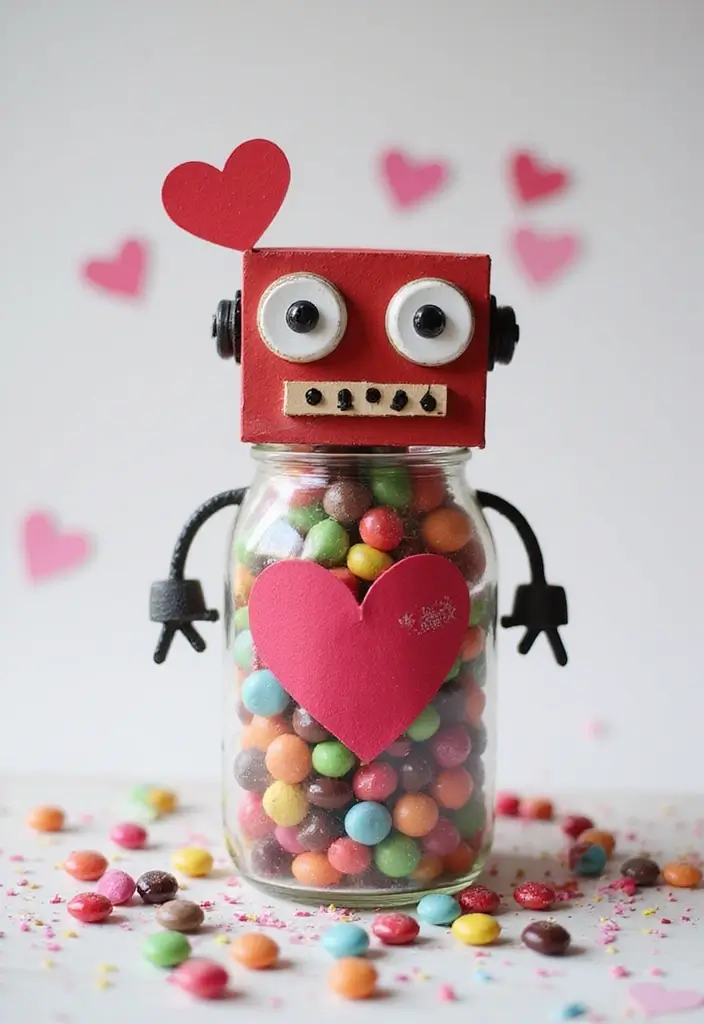 26 Robot Valentine Box Ideas That Make Gifts Fun and Unique - 19. Robot Valentine Jar