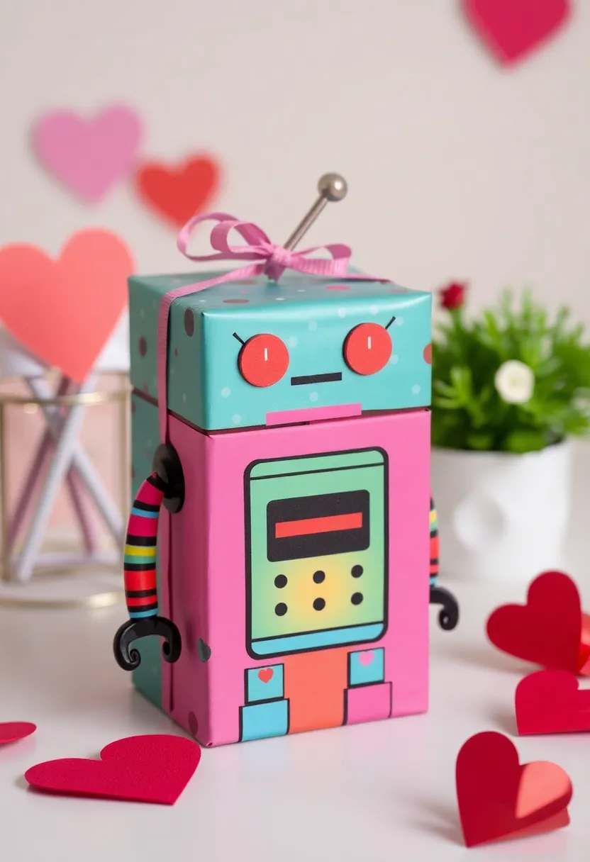 26 Robot Valentine Box Ideas That Make Gifts Fun and Unique - 26. Robot Gift Wrap Box
