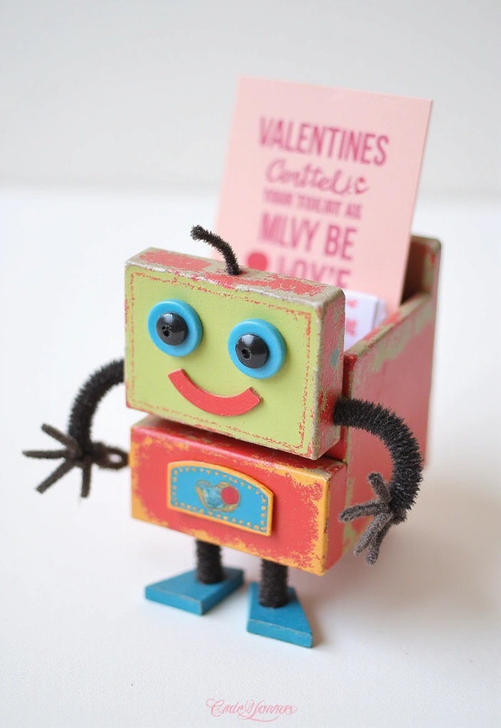 26 Robot Valentine Box Ideas That Make Gifts Fun and Unique - 4. Robot Valentine Card Holder